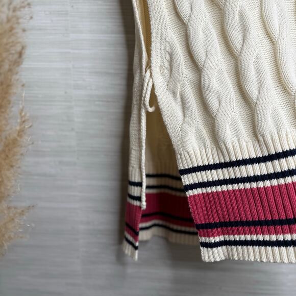 Free People sweater vest cable knit preppy poncho v-neck - Picture 6 of 7